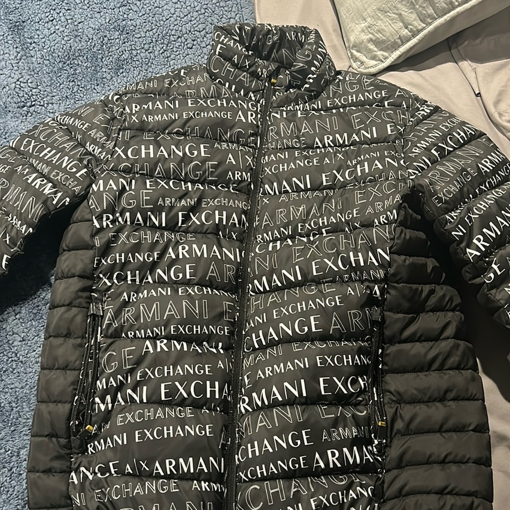 Black Armani puffer jacket size L